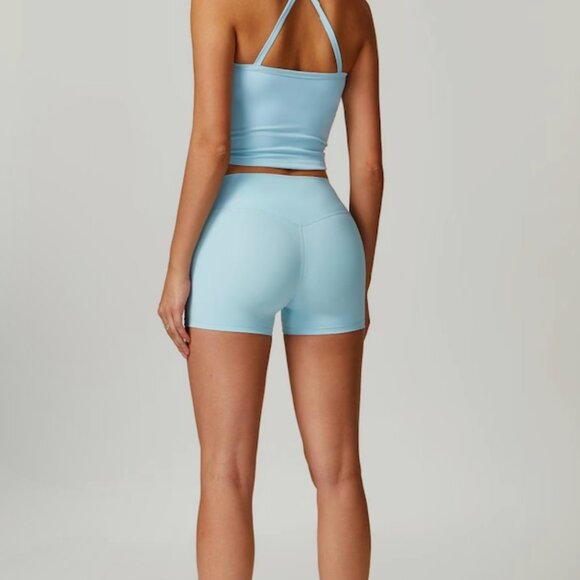 2-Piece Active Set – Light Blue (Cami Top + High Waist Shorts) - Picture 2 of 4